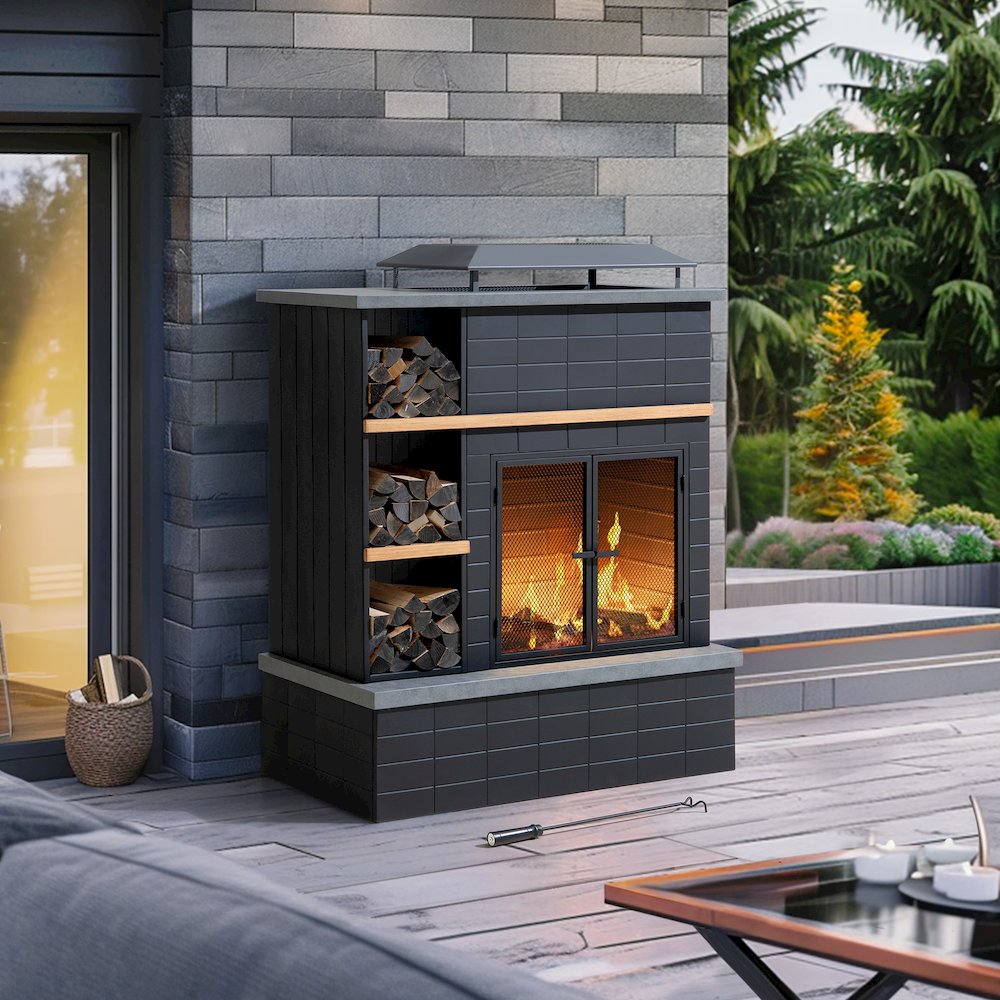 Sunjoy 42 in. Aukland Wood Burning Fireplace. Picture 8