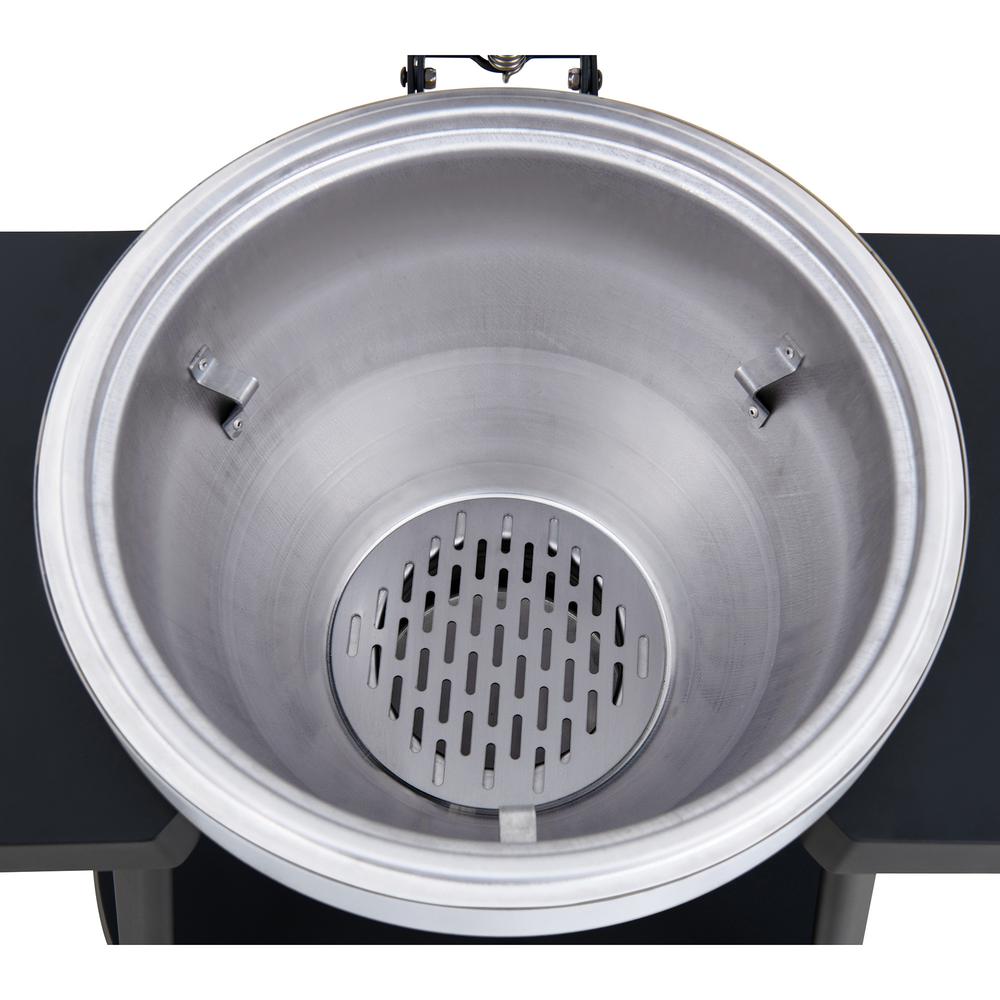 Sunjoy 20IN Egg-shaped Grill with Pizza Plate,white. Picture 16