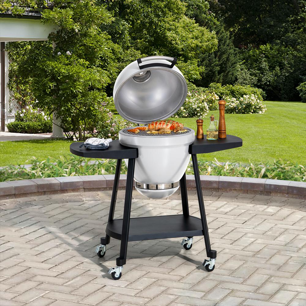 Sunjoy 20IN Egg-shaped Grill with Pizza Plate,white. Picture 19