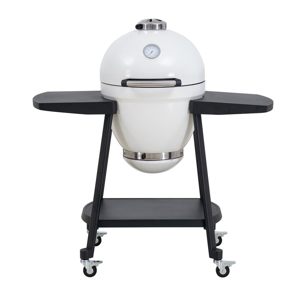 Sunjoy 20IN Egg-shaped Grill with Pizza Plate,white. Picture 20
