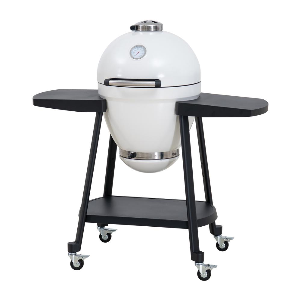 Sunjoy 20IN Egg-shaped Grill with Pizza Plate,white. Picture 21