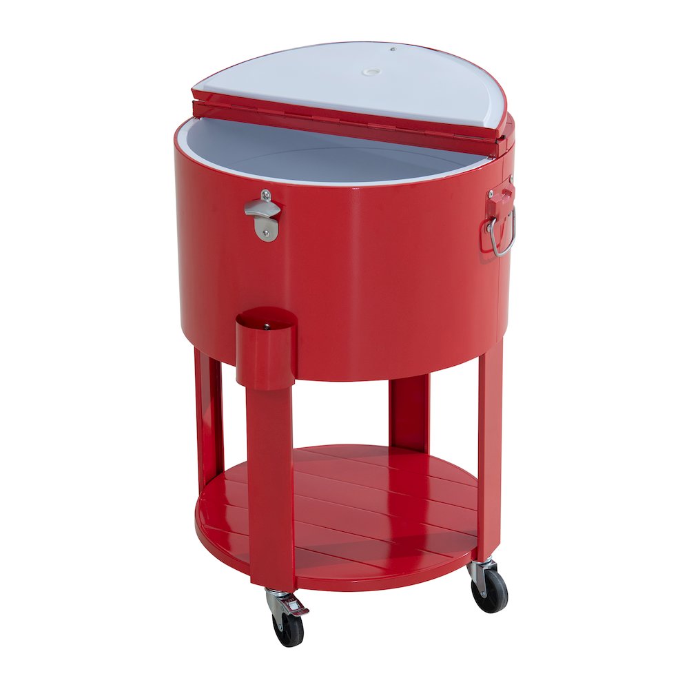 60 Quart Rolling Ice Chest Cooler Cart, Portable Patio Party Bar. Picture 1
