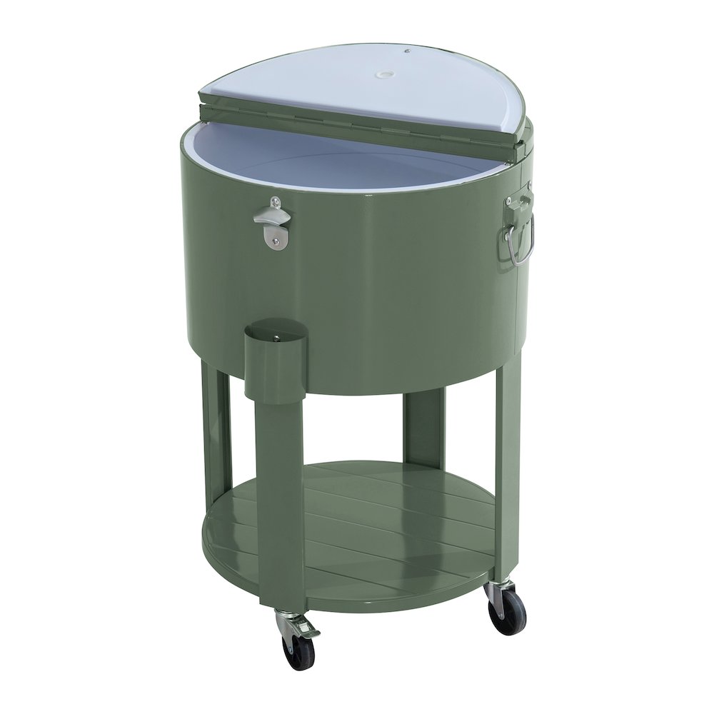 60 Quart Rolling Ice Chest Cooler Cart, Portable Patio Party Bar. Picture 1