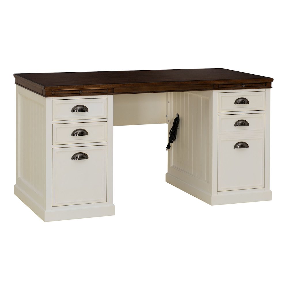 58 in. Richland Double Pedestal Desk, Home Office Computer Desk Work Station. Picture 1