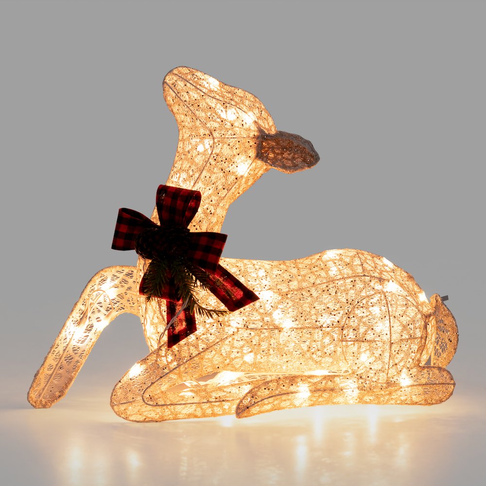Sunjoy 2-Piece LED Lighted Lying Deer Holiday Outdoor Christmas Decoration Set. Picture 2