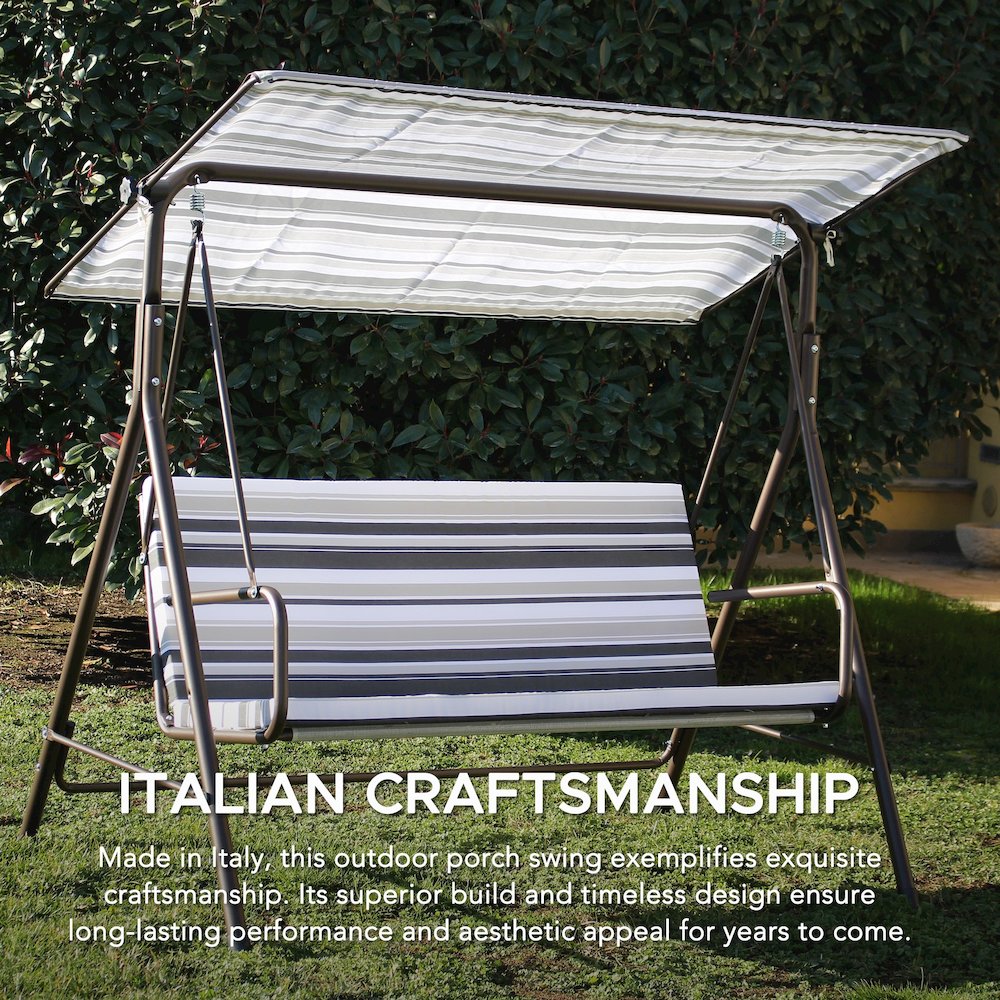 2-Seat Patio Metal Proch Swing With Adjustable Canopy. Picture 3