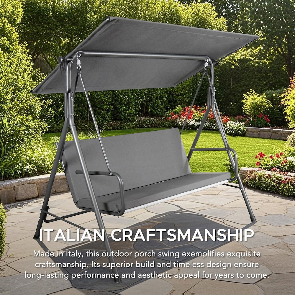 2-Seat Patio Metal Proch Swing With Adjustable Canopy. Picture 3