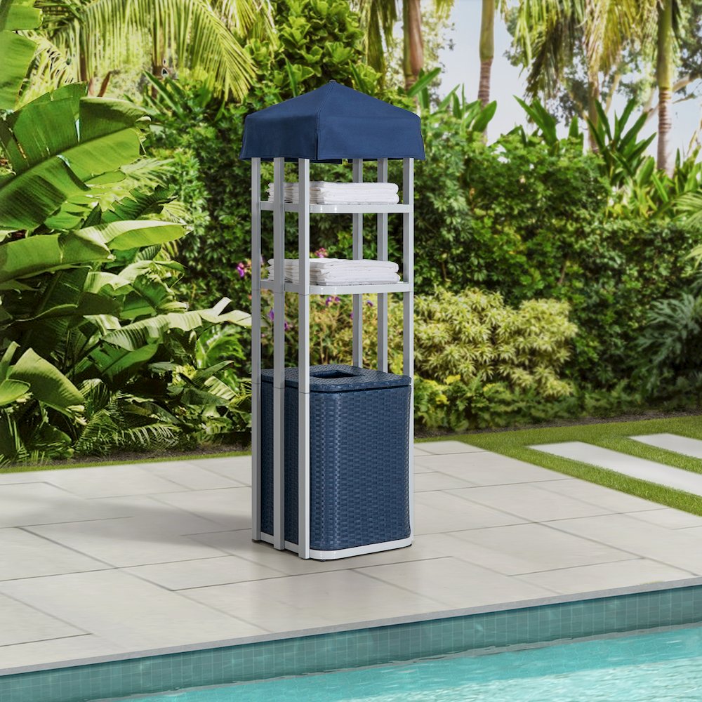 Sunjoy Pickford Pool Towel Valet Tower Navy. Picture 3