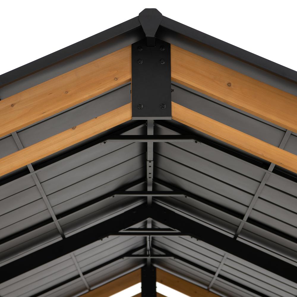 11 ft. x 20 ft. Cedar Wood Frame Carport Outdoor Patio Hardtop Gazebo. Picture 3