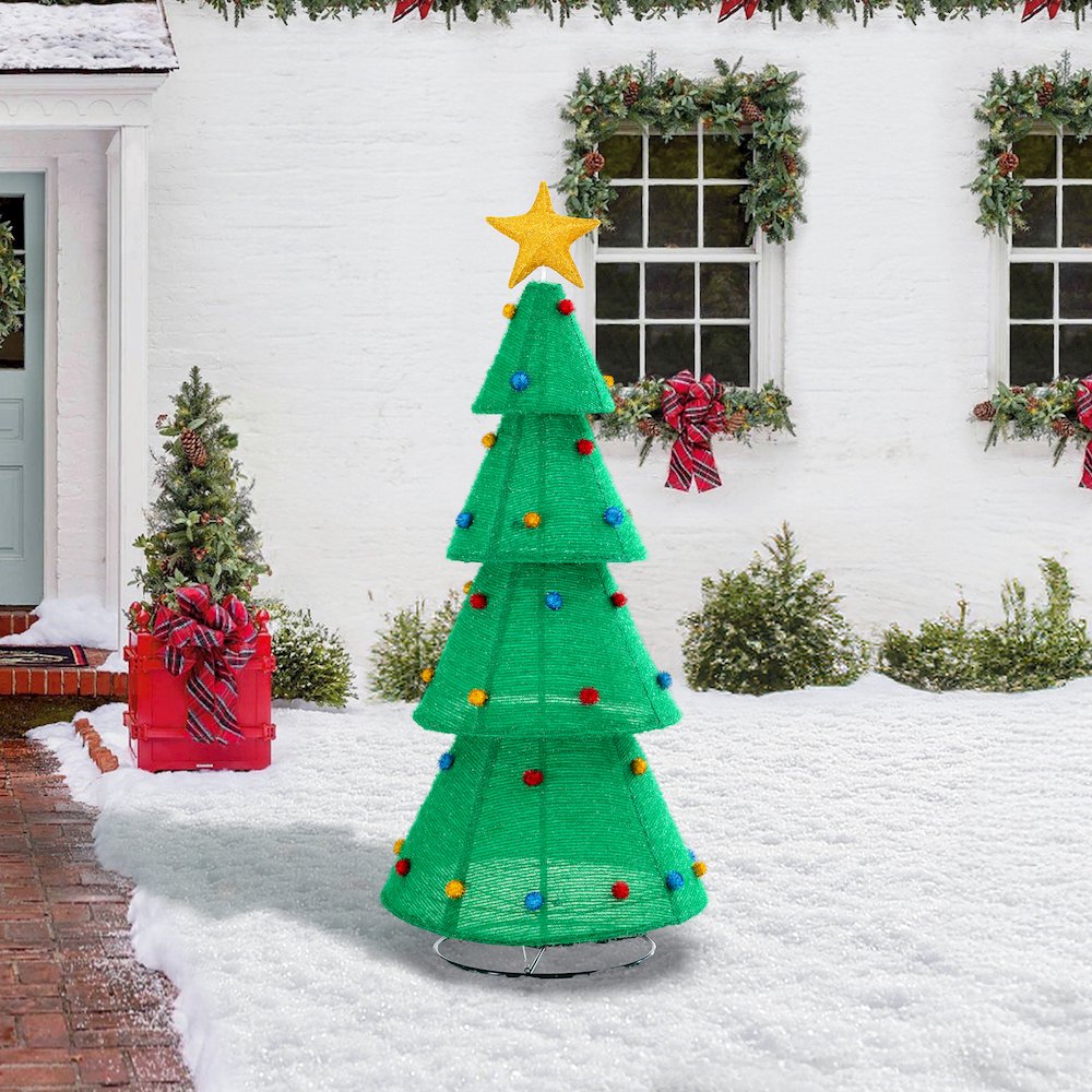 Sunjoy 77" LED Lighted Christmas Holiday Tree Outdoor Yard Decoration. Picture 8