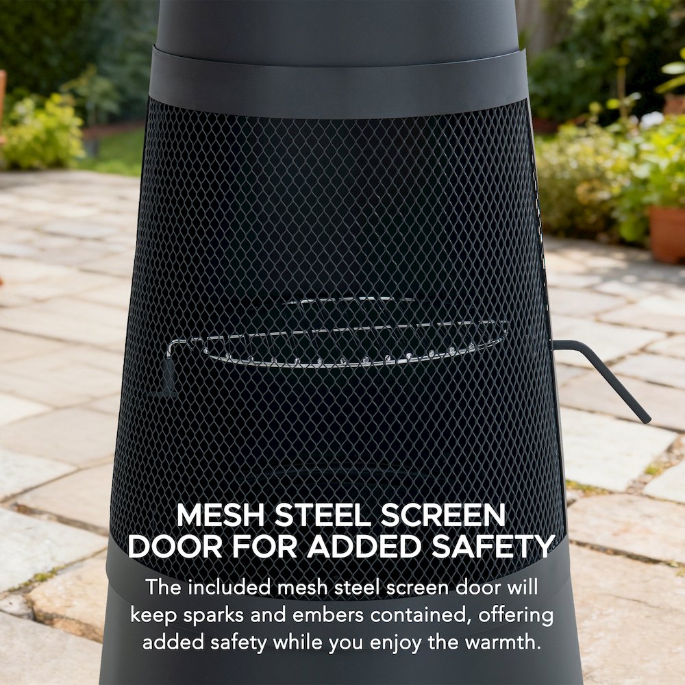 57 in. 2-in-1 Metal Outdoor Chiminea Fire Pit & Fireplace, Removable Grill Grate. Picture 7