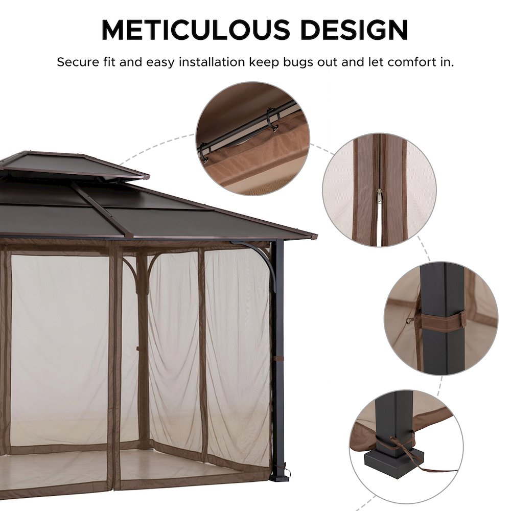 Netting for 10ft. x 12ft. Hardtop Gazebo with White LED lights. Picture 4