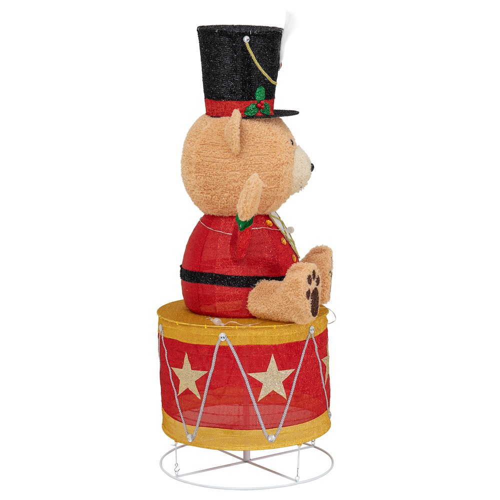 Sunjoy 57" LED Lighted Drumming Bear Holiday Outdoor Christmas Decoration. Picture 3