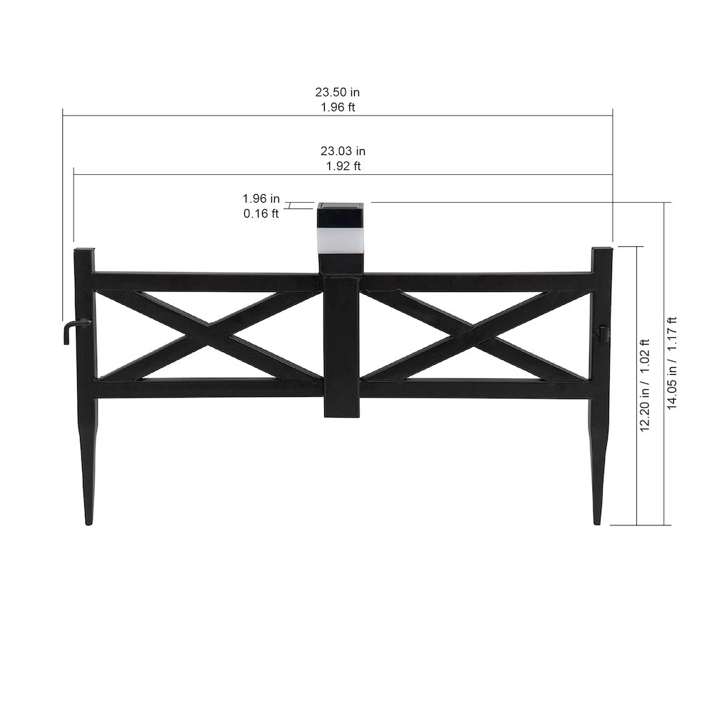 Sunjoy Cromwell Solar Garden Border Fencing Black (5PK). Picture 2