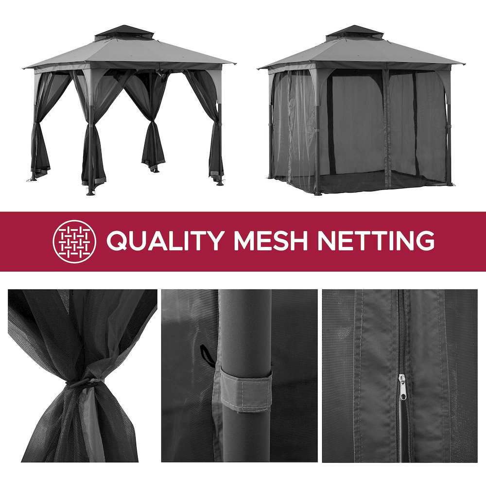 9.5 ft. x 9.5 ft. Soft Top Outdoor Steel Frame Gazebo Canopy. Picture 4