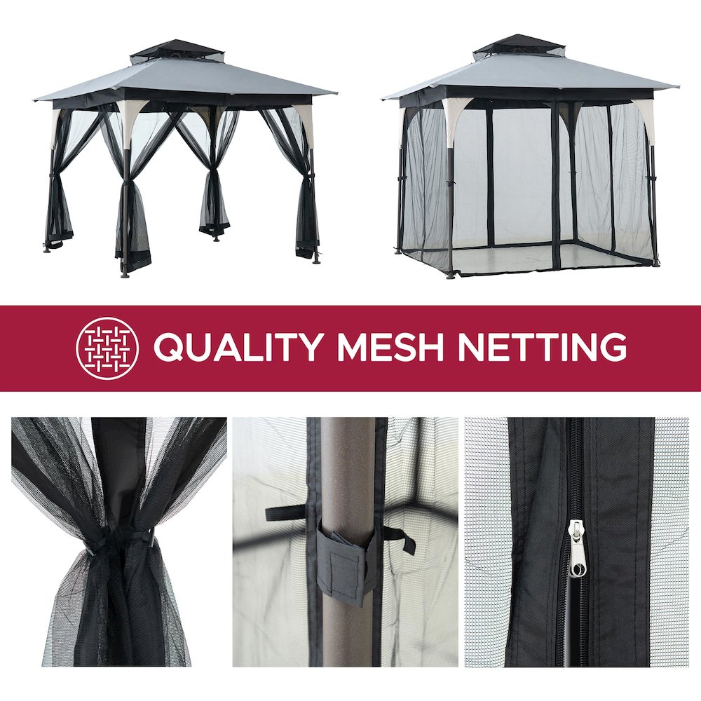 9.5 ft. x 9.5 ft. Soft Top Outdoor Steel Frame Gazebo Canopy. Picture 8