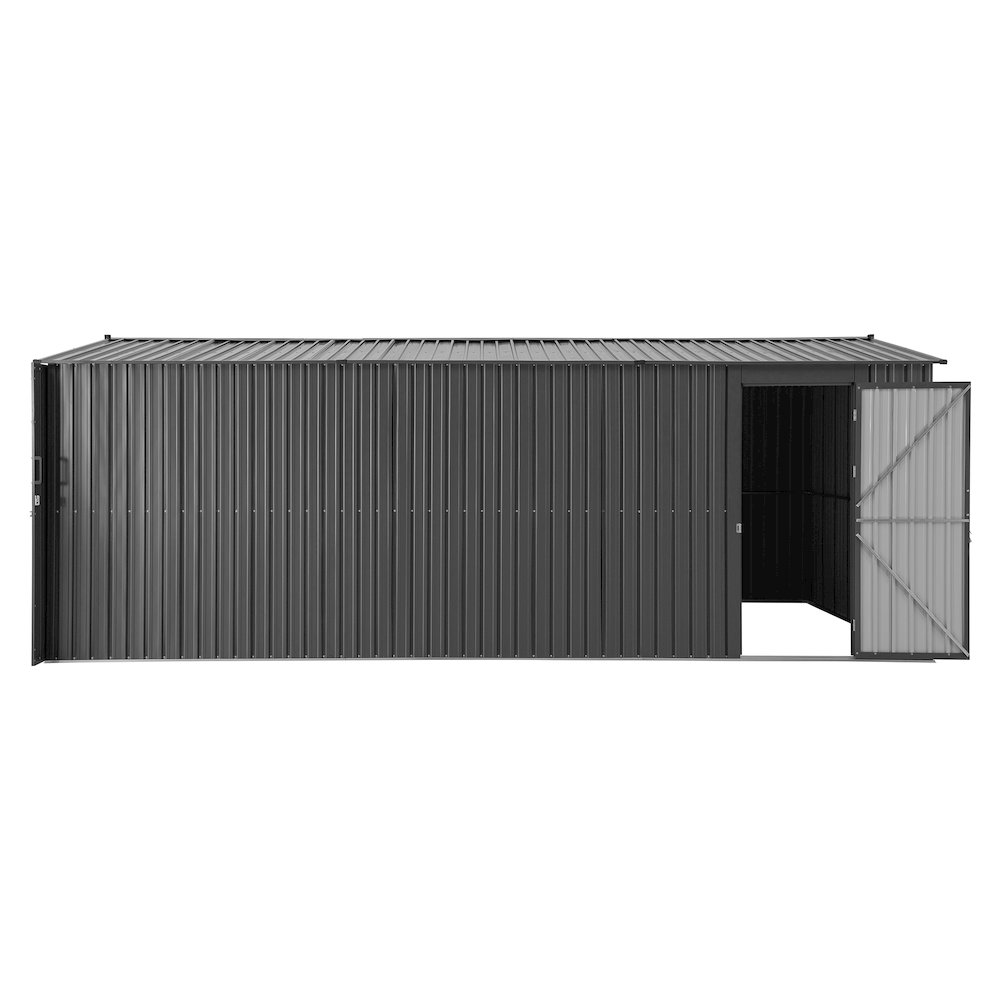Sunjoy 13 ft. x 20 ft. Outdoor Storage Shed, Carport, Dark Grey. Picture 4