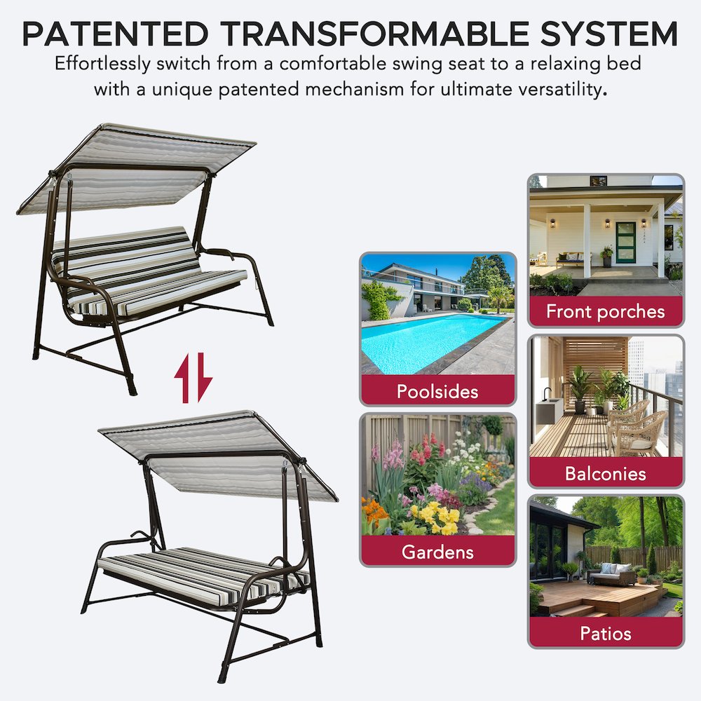 4-Seat Luxury Swing and Bed with Elastic Metal Mesh Seat. Picture 11