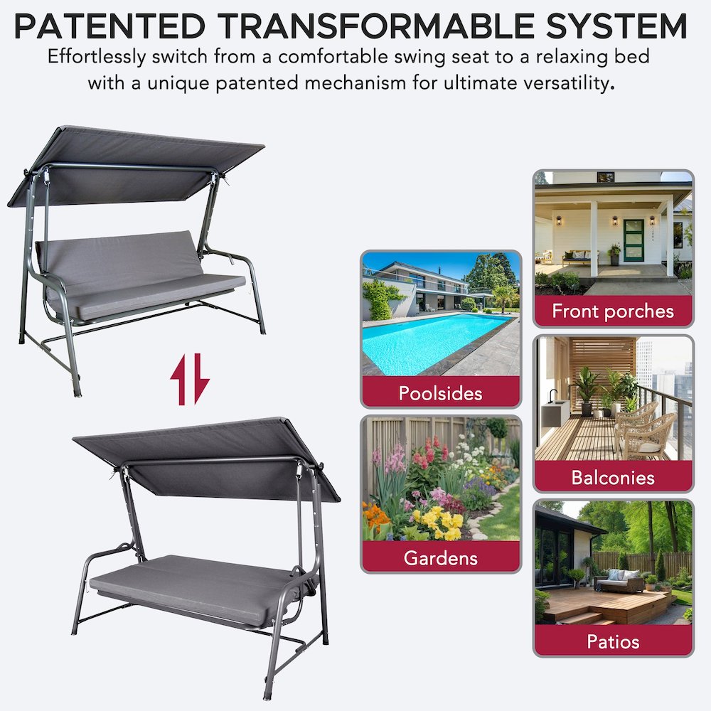 4-Seat Luxury Swing and Bed with Elastic Metal Mesh Seat. Picture 4