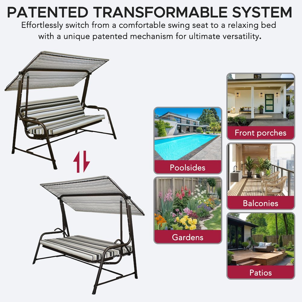 4-Seat Luxury Swing and Bed with Elastic Metal Mesh Seat. Picture 5