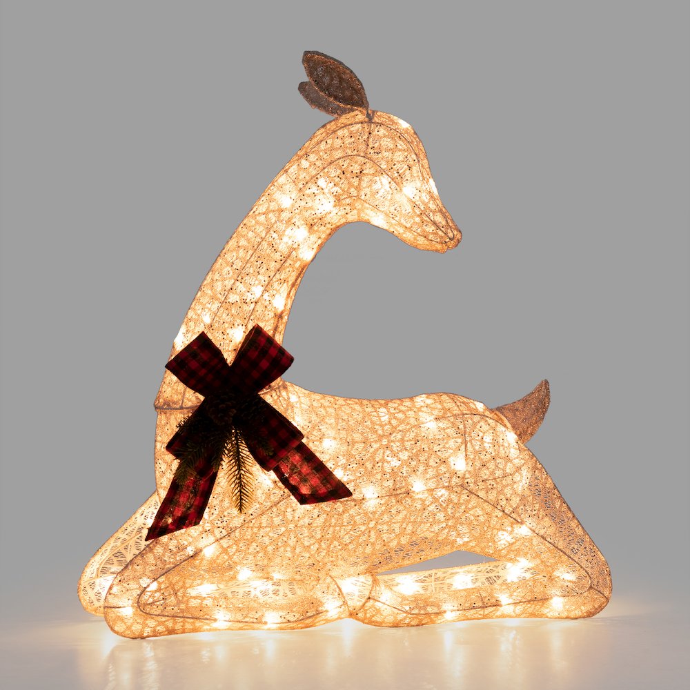 Sunjoy 2-Piece LED Lighted Lying Deer Holiday Outdoor Christmas Decoration Set. Picture 3