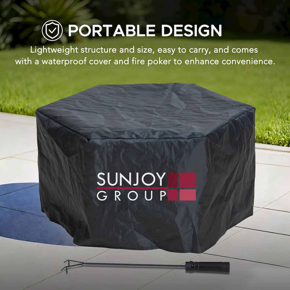 28in. Grey Hexagonal Stainless Steel Low Smoke Wood Burning Fire Pit. Picture 9