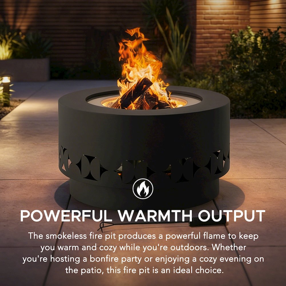 28in.Grey Halton Round Steel Low Smoke Wood Burning Fire Pit in Gray. Picture 2