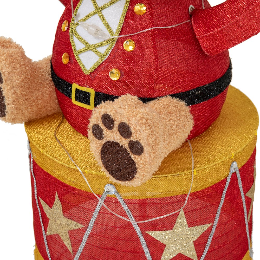 Sunjoy 57" LED Lighted Drumming Bear Holiday Outdoor Christmas Decoration. Picture 6
