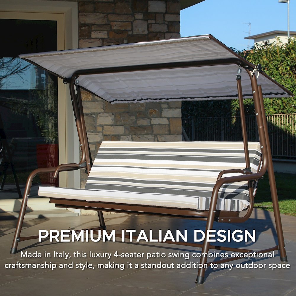 4-Seat Luxury Swing and Bed with Elastic Metal Mesh Seat. Picture 4