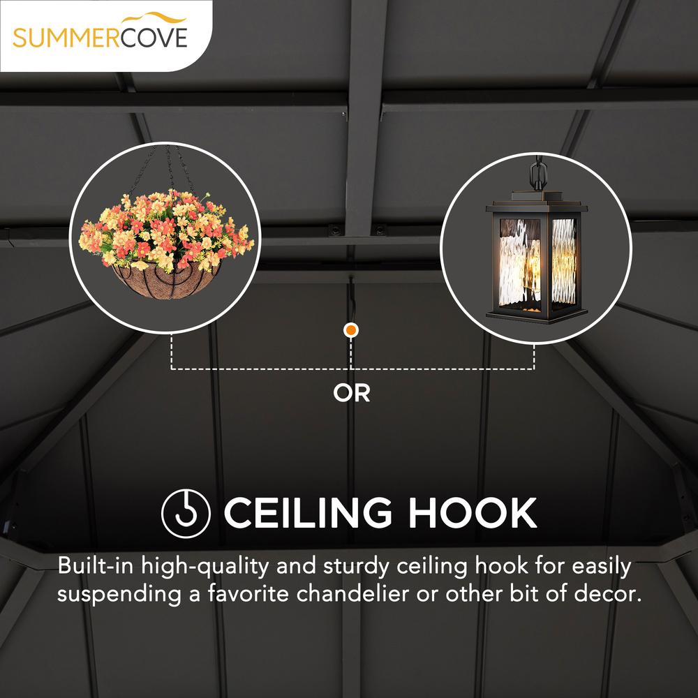 Sunjoy 11 x 13 ft Hardtop Gazebo Outdoor 2-Tier Steel Hardtop Metal Gazebo. Picture 7