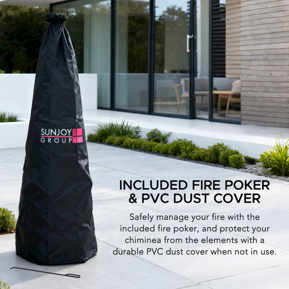 57 in. 2-in-1 Metal Outdoor Chiminea Fire Pit & Fireplace, Removable Grill Grate. Picture 5
