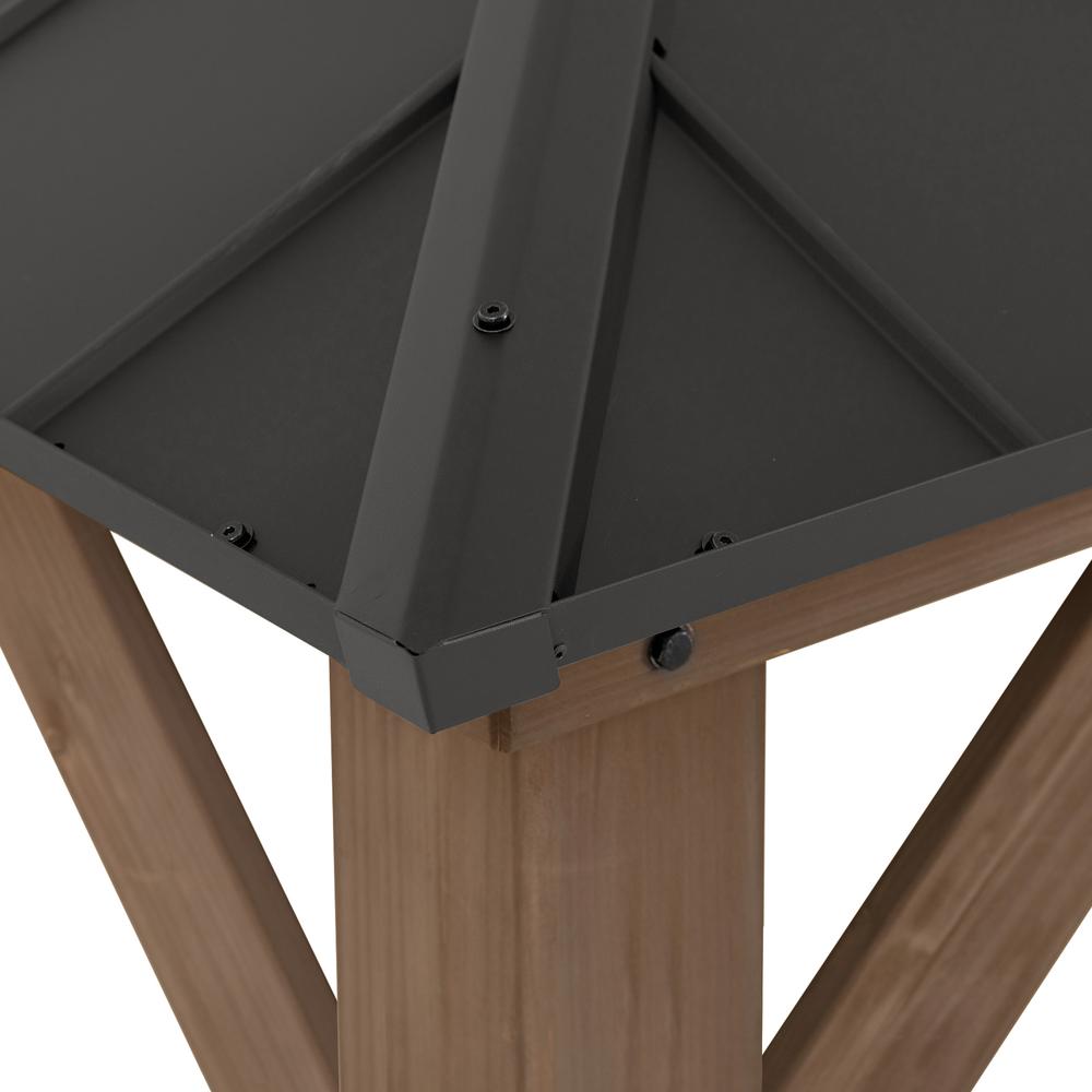 13 ft. x 15 ft. Cedar Framed Gazebo with Brown Steel 2-tier Hip Roof Hard Top. Picture 4