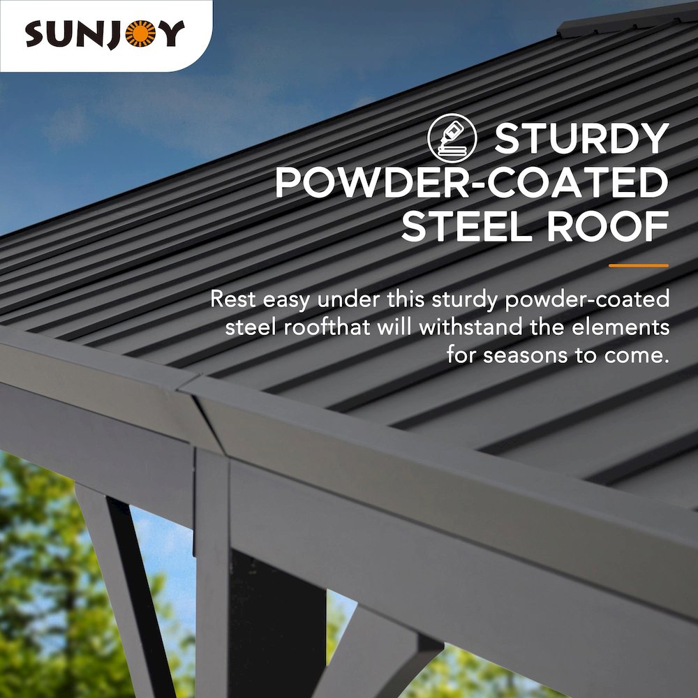 Newville Heavy Duty Outdoor Carport with Polycarbonate Gable Roof. Picture 7