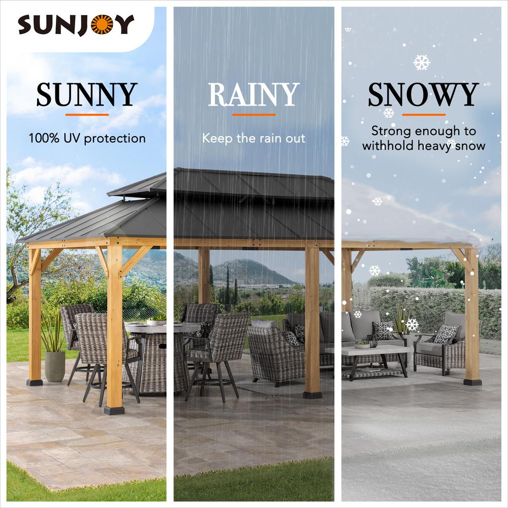 Sunjoy 12 ft. x 20 ft. Cedar Framed  Gazebo with Alum. Hardtop. Picture 38