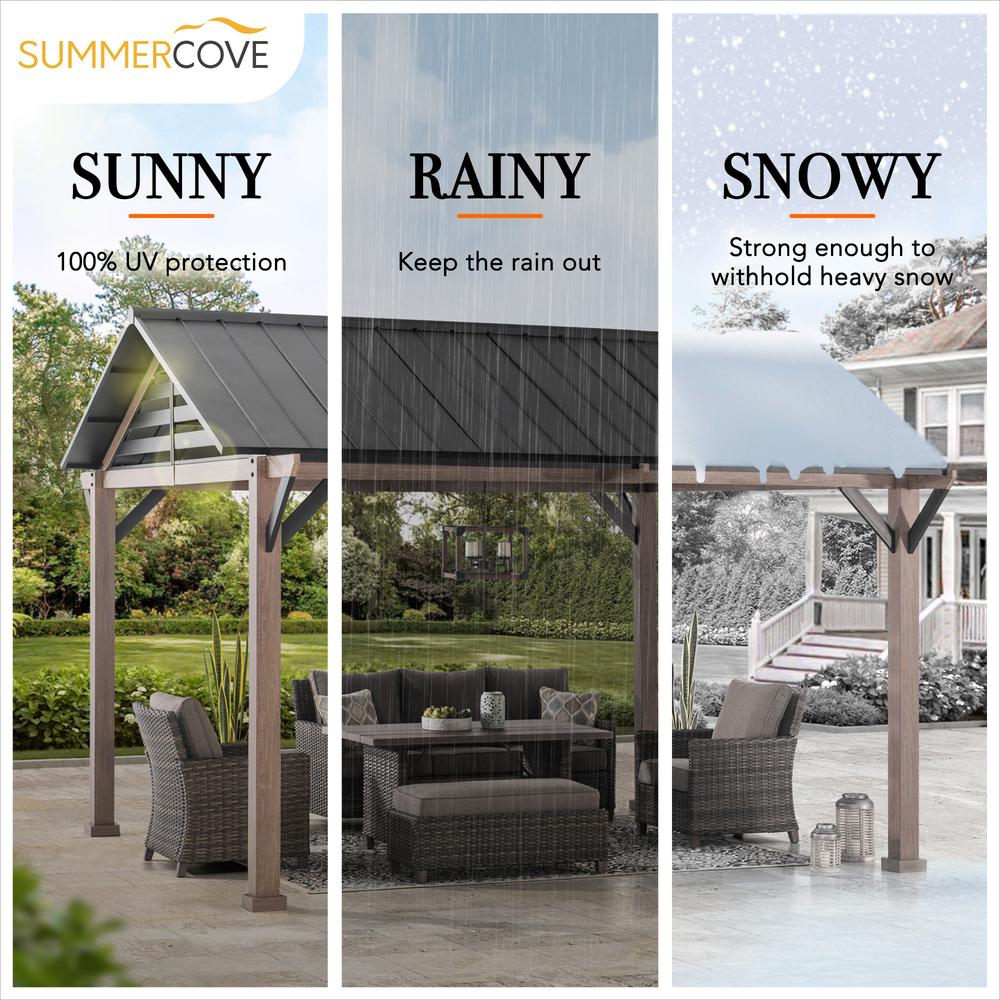 Sunjoy Kinzie 13 x 13 ft Hardtop Gazebo With Pergola Awnings. Picture 8