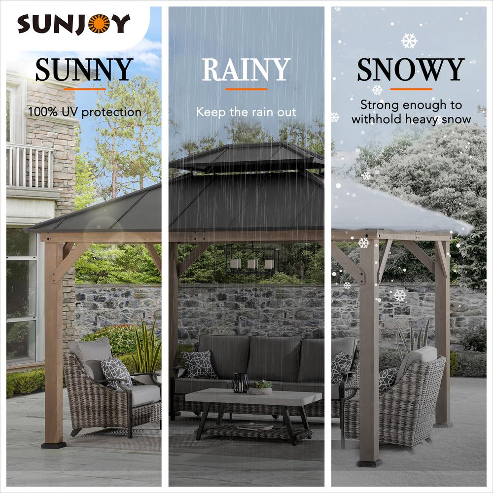 Sunjoy 10 ft. x 12 ft. Cedar Framed Gazebo with Steel Hardtop. Picture 10