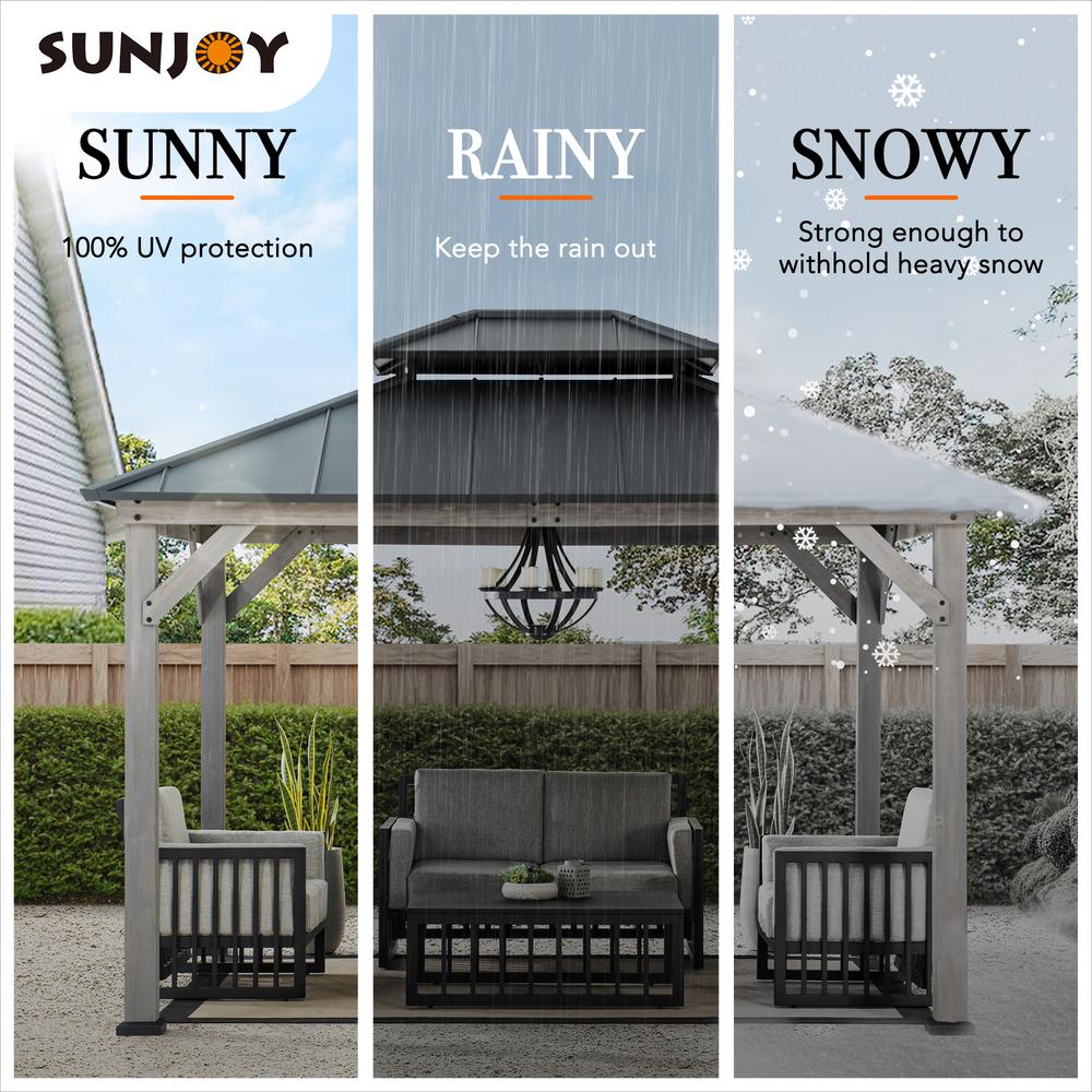 Wood Gazebo, Outdoor Patio Steel Hardtop Gazebo, Cedar Framed Wooden Gazebo. Picture 9