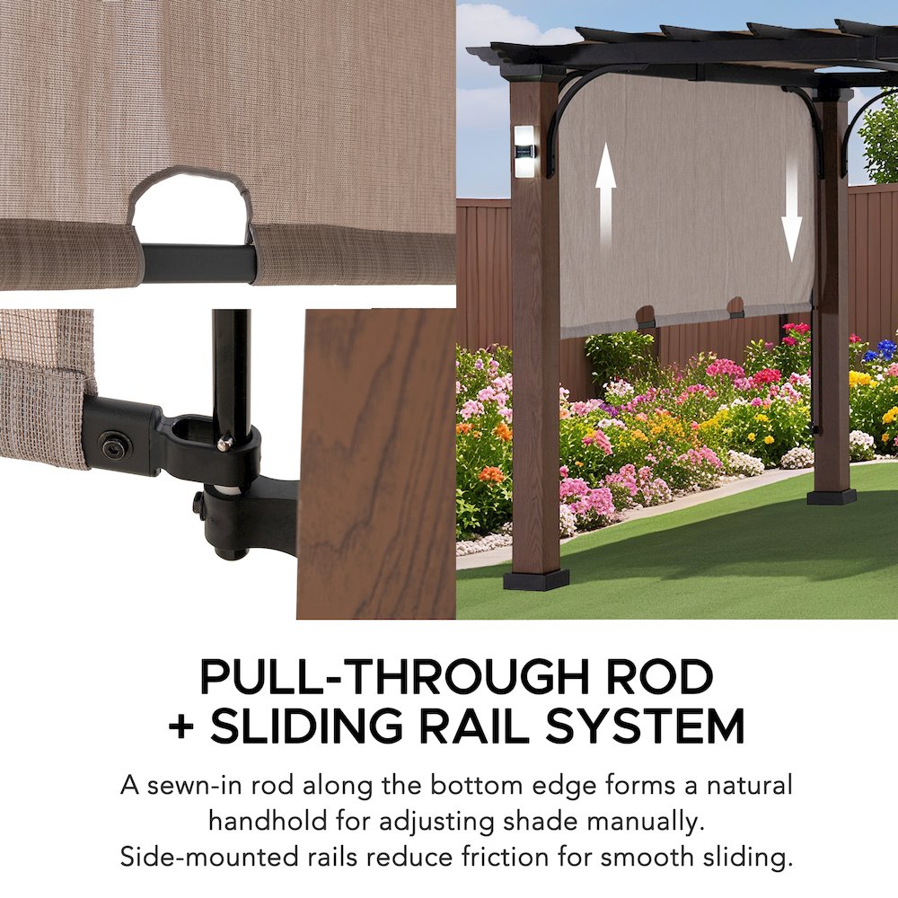 11 ft. x 11 ft. Cordry Woodgrain Steel Pergola with Solar Powered Lights. Picture 3