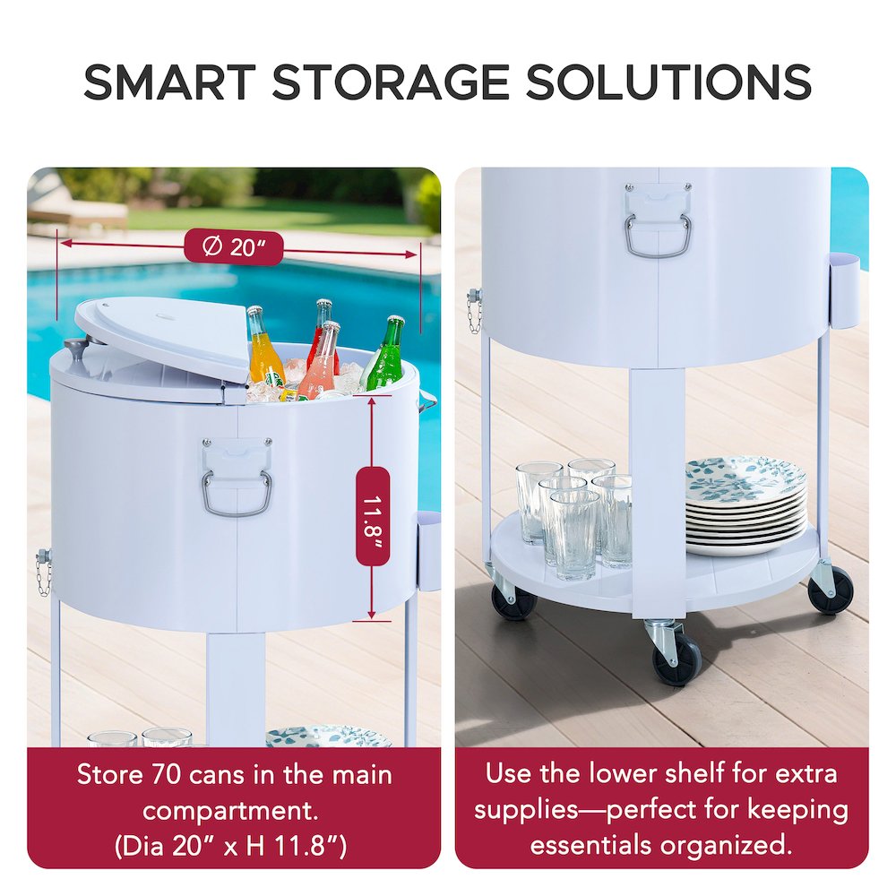 60 Quart Rolling Ice Chest Cooler Cart, Portable Patio Party Bar. Picture 6