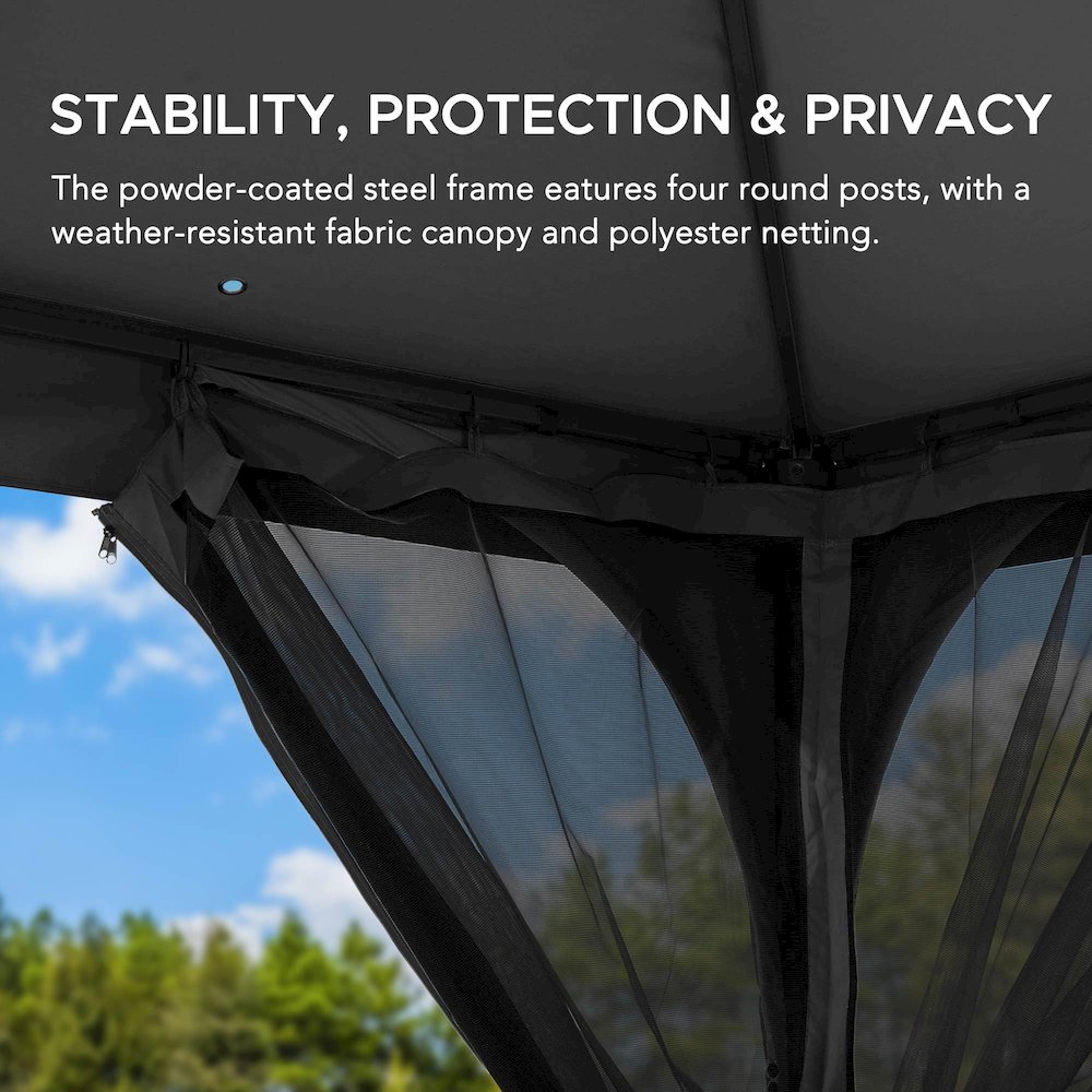 9.5 ft. x 9.5 ft. Soft Top Outdoor Steel Frame Gazebo Canopy. Picture 5