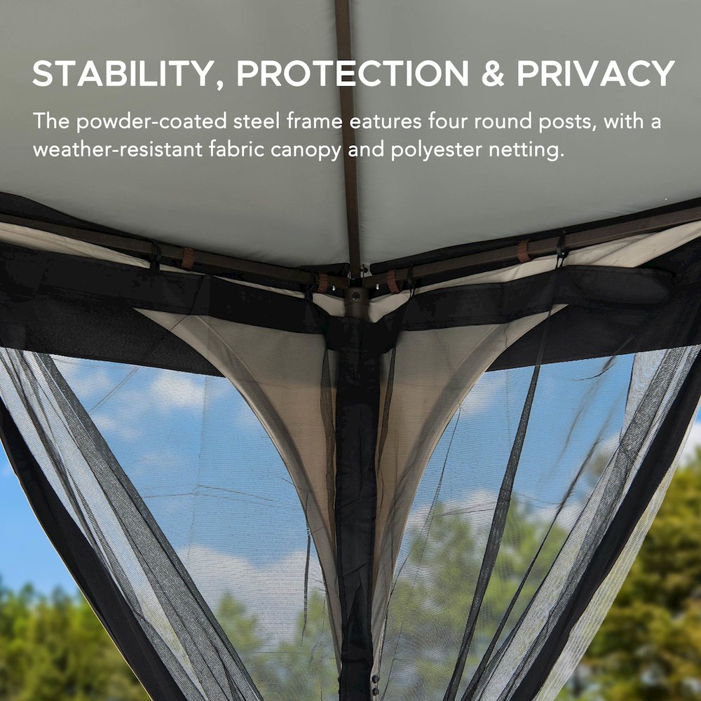 9.5 ft. x 9.5 ft. Soft Top Outdoor Steel Frame Gazebo Canopy. Picture 6