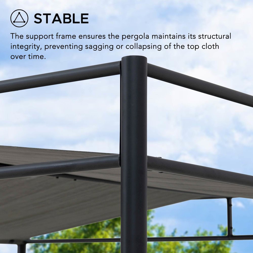 10 ft. x 10 ft. Patio Darkeford Metal Pergola With Black Sling Fabric Canopy. Picture 6