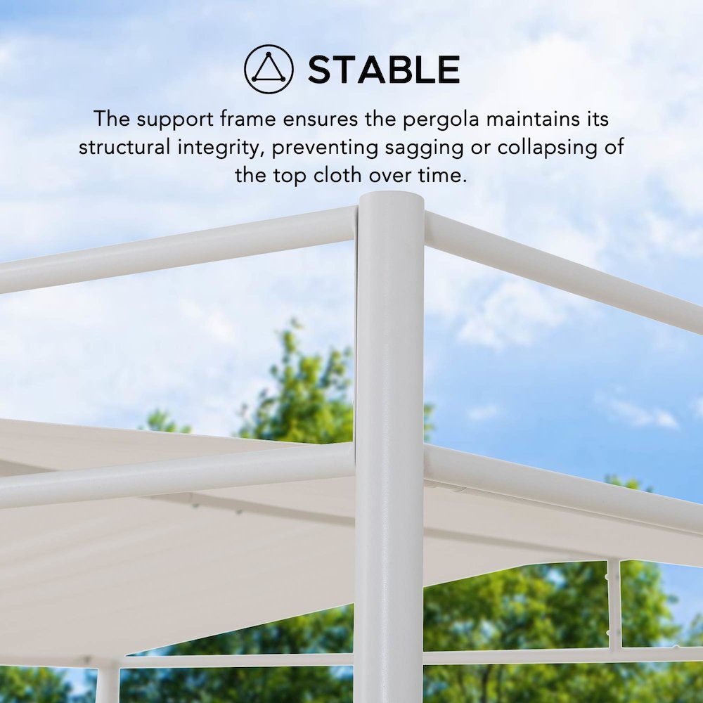 10 ft. x 10 ft. Patio Darkeford Metal Pergola With White Sling Fabric Canopy. Picture 5