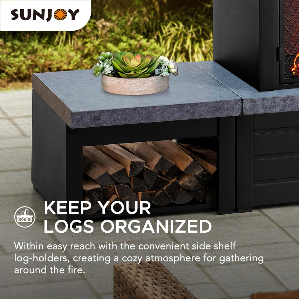 Wood Burning Fireplace –  Outdoor Steel Fireplace with Chimney, Log Holders. Picture 40