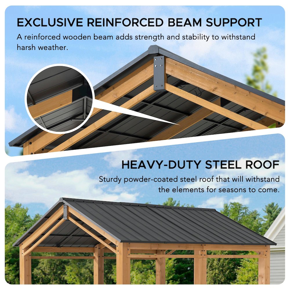 Outdoor Gazebo, Heavy Duty Garage Car Shelter with Powder-Coated Steel Roof. Picture 7