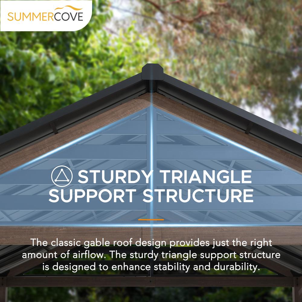 Sunjoy Kinzie 13 x 13 ft Hardtop Gazebo With Pergola Awnings. Picture 9