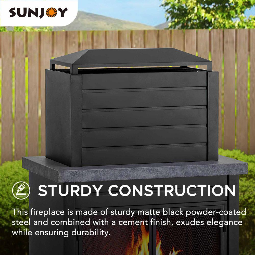 Wood Burning Fireplace –  Outdoor Steel Fireplace with Chimney, Log Holders. Picture 41