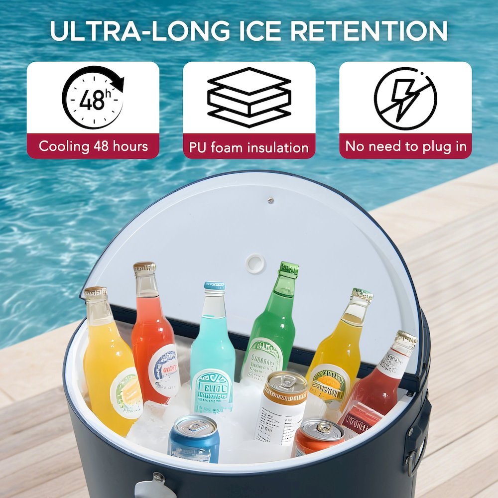 60 Quart Rolling Ice Chest Cooler Cart, Portable Patio Party Bar. Picture 8