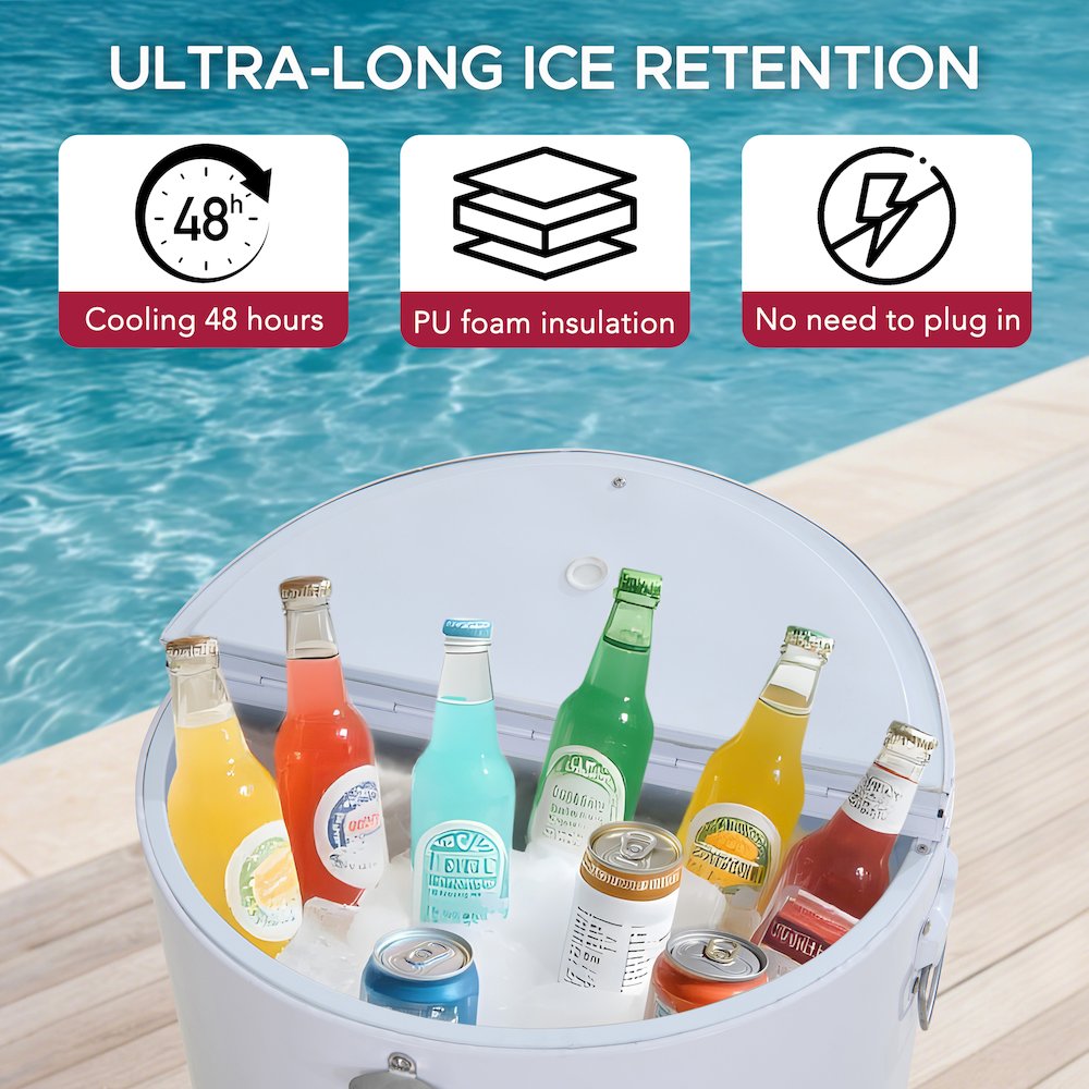 60 Quart Rolling Ice Chest Cooler Cart, Portable Patio Party Bar. Picture 7