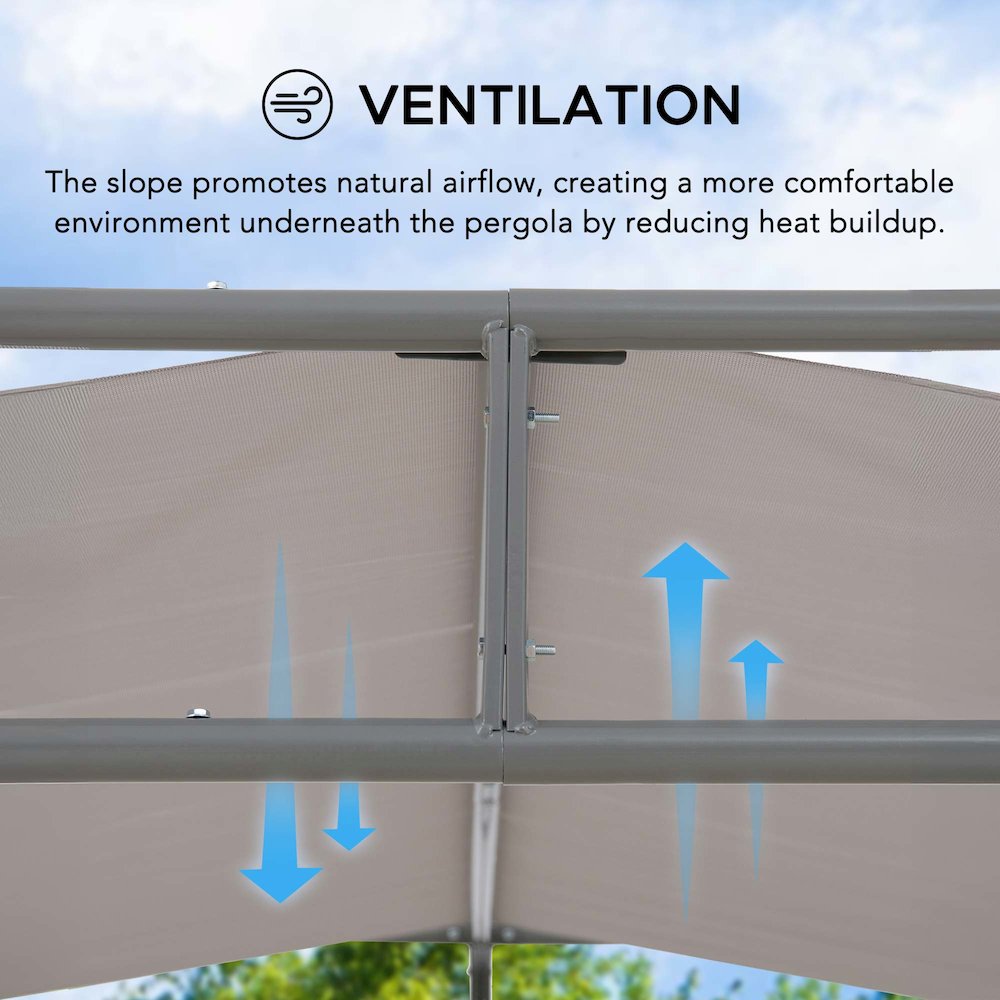 10 ft. x 10 ft. Patio Darkeford Metal Pergola With Grey Sling Fabric Canopy. Picture 7